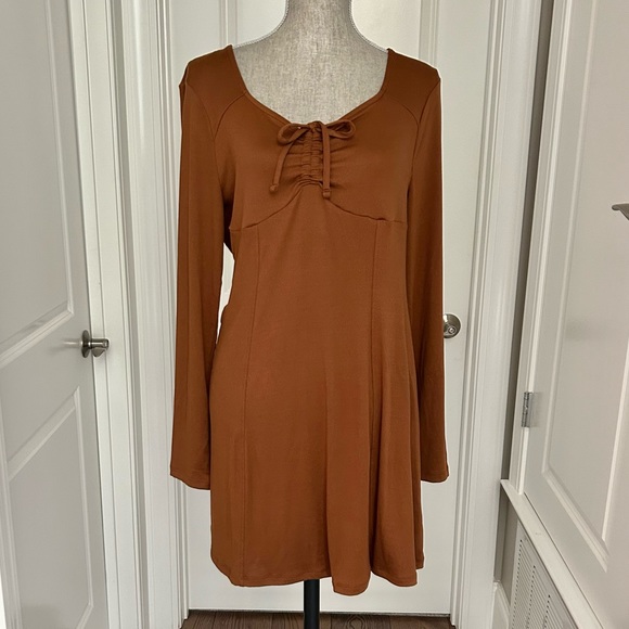 Sonoma Dresses & Skirts - NWT Sonoma Juniors Brown Long Sleeve Princess Fit & Flare Dress Size Large